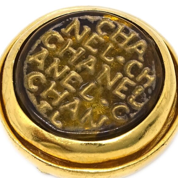 Chanel Button Earrings Clip-On Gold 99A 144163 - Picture 2 of 4